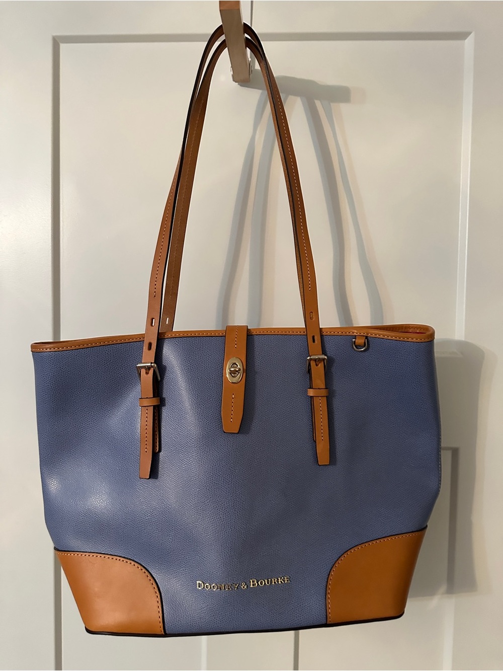 Dooney & Bourke Blue and Tan Leather Shopper Tote